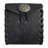 Maxbell PU Leather Belt Pouch Steampunk Medieval Waist Bag for Holiday Stage Cosplay Black Stripe Pattern