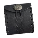 Maxbell PU Leather Belt Pouch Steampunk Medieval Waist Bag for Holiday Stage Cosplay Black Stripe Pattern