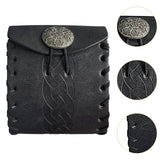 Maxbell PU Leather Belt Pouch Steampunk Medieval Waist Bag for Holiday Stage Cosplay Black Stripe Pattern