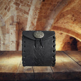 Maxbell PU Leather Belt Pouch Steampunk Medieval Waist Bag for Holiday Stage Cosplay Black Stripe Pattern