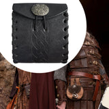 Maxbell PU Leather Belt Pouch Steampunk Medieval Waist Bag for Holiday Stage Cosplay Black Stripe Pattern