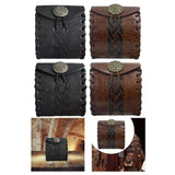 Maxbell PU Leather Belt Pouch Steampunk Medieval Waist Bag for Holiday Stage Cosplay Black Stripe Pattern