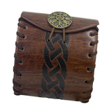 Maxbell PU Leather Belt Pouch Steampunk Medieval Waist Bag for Holiday Stage Cosplay Brown Stripe Pattern