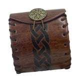 Maxbell PU Leather Belt Pouch Steampunk Medieval Waist Bag for Holiday Stage Cosplay Brown Stripe Pattern