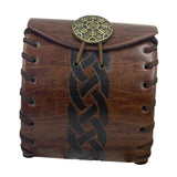 Maxbell PU Leather Belt Pouch Steampunk Medieval Waist Bag for Holiday Stage Cosplay Brown Stripe Pattern
