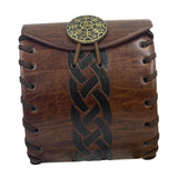 Maxbell PU Leather Belt Pouch Steampunk Medieval Waist Bag for Holiday Stage Cosplay Brown Stripe Pattern