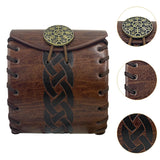 Maxbell PU Leather Belt Pouch Steampunk Medieval Waist Bag for Holiday Stage Cosplay Brown Stripe Pattern