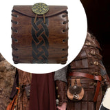 Maxbell PU Leather Belt Pouch Steampunk Medieval Waist Bag for Holiday Stage Cosplay Brown Stripe Pattern