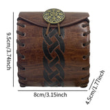 Maxbell PU Leather Belt Pouch Steampunk Medieval Waist Bag for Holiday Stage Cosplay Brown Stripe Pattern