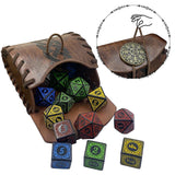 Maxbell PU Leather Belt Pouch Steampunk Medieval Waist Bag for Holiday Stage Cosplay Brown Stripe Pattern