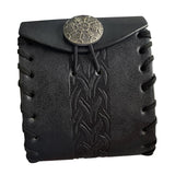 Maxbell PU Leather Belt Pouch Steampunk Medieval Waist Bag for Holiday Stage Cosplay Black Bone Pattern