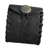 Maxbell PU Leather Belt Pouch Steampunk Medieval Waist Bag for Holiday Stage Cosplay Black Bone Pattern