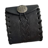 Maxbell PU Leather Belt Pouch Steampunk Medieval Waist Bag for Holiday Stage Cosplay Black Bone Pattern