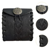 Maxbell PU Leather Belt Pouch Steampunk Medieval Waist Bag for Holiday Stage Cosplay Black Bone Pattern