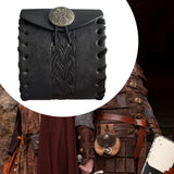 Maxbell PU Leather Belt Pouch Steampunk Medieval Waist Bag for Holiday Stage Cosplay Black Bone Pattern