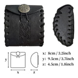 Maxbell PU Leather Belt Pouch Steampunk Medieval Waist Bag for Holiday Stage Cosplay Black Bone Pattern