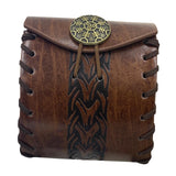 Maxbell PU Leather Belt Pouch Steampunk Medieval Waist Bag for Holiday Stage Cosplay Brown Bone Pattern