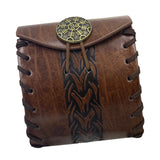 Maxbell PU Leather Belt Pouch Steampunk Medieval Waist Bag for Holiday Stage Cosplay Brown Bone Pattern