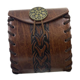 Maxbell PU Leather Belt Pouch Steampunk Medieval Waist Bag for Holiday Stage Cosplay Brown Bone Pattern