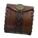 Maxbell PU Leather Belt Pouch Steampunk Medieval Waist Bag for Holiday Stage Cosplay Brown Bone Pattern