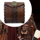Maxbell PU Leather Belt Pouch Steampunk Medieval Waist Bag for Holiday Stage Cosplay Brown Bone Pattern