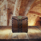 Maxbell PU Leather Belt Pouch Steampunk Medieval Waist Bag for Holiday Stage Cosplay Brown Bone Pattern