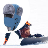 Maxbell Trapper Hat Thermal Warm Winter Hat for Winter Sports Outdoor Activities Men Blue