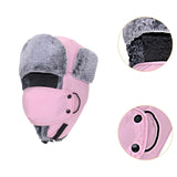 Maxbell Trapper Hat Thermal Warm Winter Hat for Winter Sports Outdoor Activities Men Pink