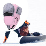 Maxbell Trapper Hat Thermal Warm Winter Hat for Winter Sports Outdoor Activities Men Pink