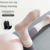 Maxbell Yoga Socks Anti Skid Practical Noise Reduction Soft Crew Socks Pilates Socks Light Pink