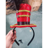 Maxbell Mini Top Hat Headband Dress up Creative for Festivals Halloween Themed Party Red