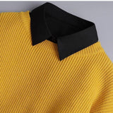 Maxbell Women Black False Collar Decor Blouse Top for Formal Uniforms Blouse Sweater