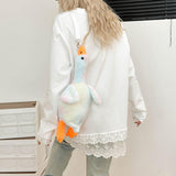 Maxbell Stuffed Duck Shoulder Bag Gift Zipper Girl Plush Bag for Street Party