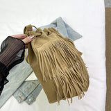 Maxbell Womens Shoulder Bag Large Women Fringe Hobo Bag for Holiday Travel Commuting Khaki