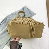 Maxbell Womens Shoulder Bag Large Women Fringe Hobo Bag for Holiday Travel Commuting Khaki