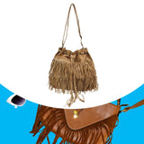 Maxbell Womens Shoulder Bag Large Women Fringe Hobo Bag for Holiday Travel Commuting Khaki