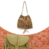 Maxbell Womens Shoulder Bag Large Women Fringe Hobo Bag for Holiday Travel Commuting Khaki