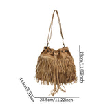Maxbell Womens Shoulder Bag Large Women Fringe Hobo Bag for Holiday Travel Commuting Khaki