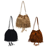Maxbell Womens Shoulder Bag Large Women Fringe Hobo Bag for Holiday Travel Commuting Khaki
