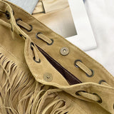 Maxbell Womens Shoulder Bag Large Women Fringe Hobo Bag for Holiday Travel Commuting Khaki