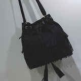 Maxbell Womens Shoulder Bag Large Women Fringe Hobo Bag for Holiday Travel Commuting Black