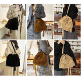 Maxbell Womens Shoulder Bag Large Women Fringe Hobo Bag for Holiday Travel Commuting Black
