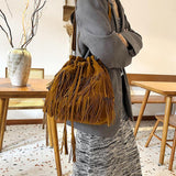 Maxbell Womens Shoulder Bag Large Women Fringe Hobo Bag for Holiday Travel Commuting Brown