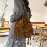 Maxbell Womens Shoulder Bag Large Women Fringe Hobo Bag for Holiday Travel Commuting Brown