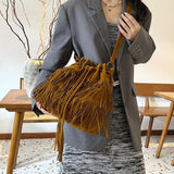 Maxbell Womens Shoulder Bag Large Women Fringe Hobo Bag for Holiday Travel Commuting Brown