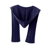Maxbell Scarf with Hoodie Windproof Casual Winter Balaclava for Women Walking Female Dark Blue