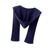Maxbell Scarf with Hoodie Windproof Casual Winter Balaclava for Women Walking Female Dark Blue