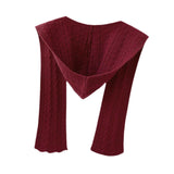 Maxbell Scarf with Hoodie Windproof Casual Winter Balaclava for Women Walking Female Dark Red