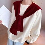 Maxbell Scarf with Hoodie Windproof Casual Winter Balaclava for Women Walking Female Dark Red