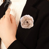 Maxbell Flower Brooch 8cm Fashion Rose Brooch for Party Wedding Clothing Accessories Champagne